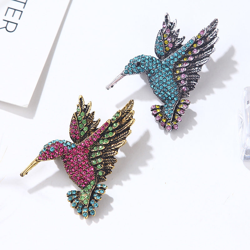 Retro Woodpecker Brooch - Full Crystal Rhinestone Eco Alloy Bird Pin, Vintage Style Women's Fashion Jewelry