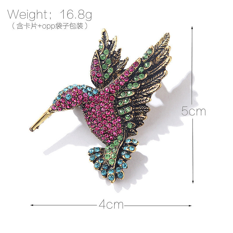 Retro Woodpecker Brooch - Full Crystal Rhinestone Eco Alloy Bird Pin, Vintage Style Women's Fashion Jewelry