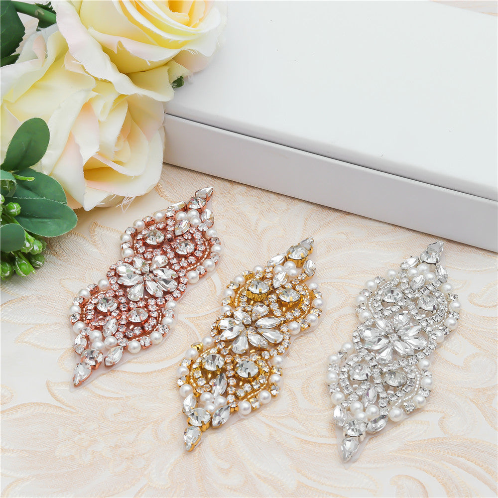 Hot Fix Alloy Rhinestone & Pearl Diy Craft Patches, Self-adhesive Crystal Embellishments For Clothing, Shoes & Bags Decoration