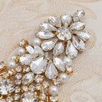 Heat Transfer Rhinestone Patch, Sparkling Glass Rhinestones And Pearl Design For Dance Costumes, Leotards, Performance Wear, Clothing Embellishment