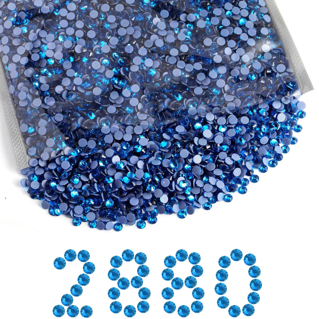 Hotfix Rhinestones Bulk, Hot Fix Rhinestones for Crafts Clothes DIY Decoration, Capri Blue