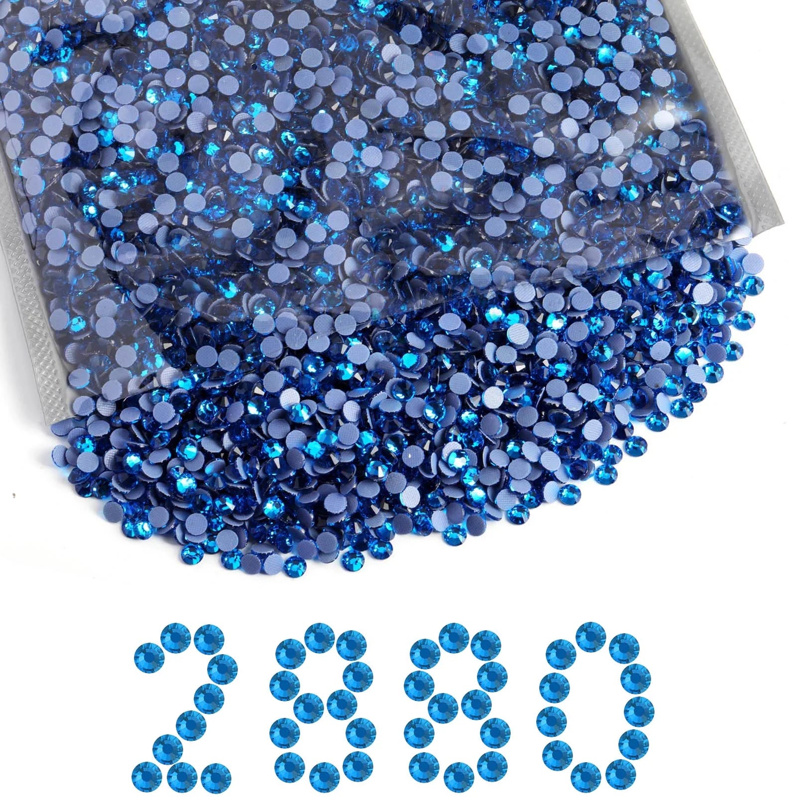 Hotfix Rhinestones Bulk, Hot Fix Rhinestones for Crafts Clothes DIY Decoration, Capri Blue