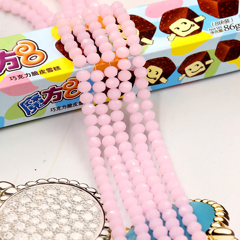 Faceted Lampwork Glass Rondelle Beads - Loose Round Crystal Glass Beads for Jewelry Making