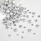Rhinestones for Makeup,8 sizes 2500pcs Flatback Rhinestones Face Gems for Nails Crafts with Tweezers and Wax Pencil- Silver Hematite