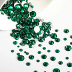 Rhinestones for Makeup,8 sizes 2500pcs Flatback Rhinestones Face Gems for Nails Crafts with Tweezers and Wax Pencil- Emerald