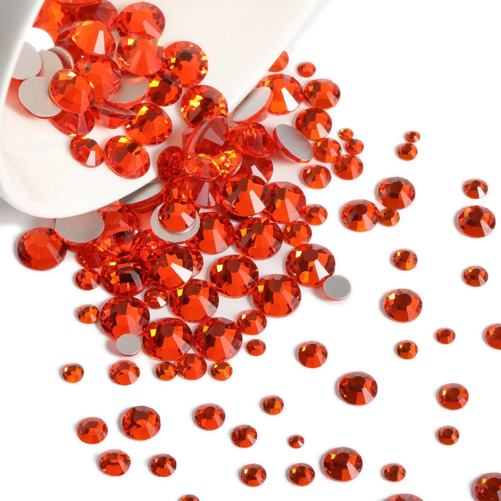 Rhinestones for Makeup,8 sizes 2500pcs Flatback Rhinestones Face Gems for Nails Crafts with Tweezers and Wax Pencil- Orange