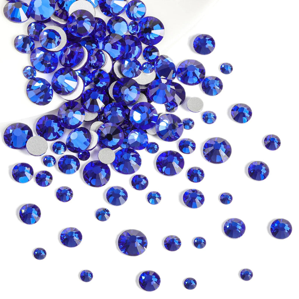 Rhinestones for Makeup,8 sizes 2500pcs Flatback Rhinestones Face Gems for Nails Crafts with Tweezers and Wax Pencil- Sapphire