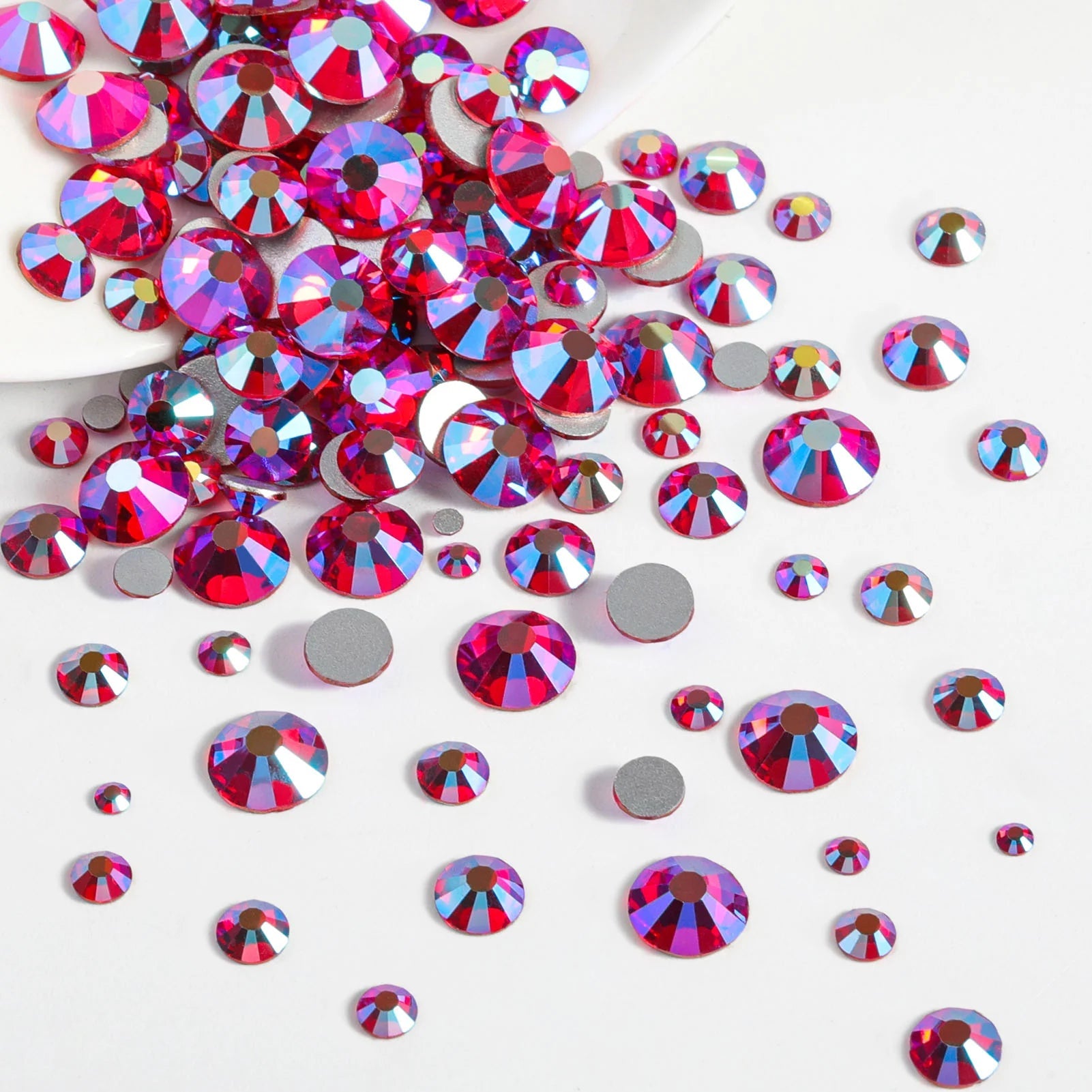 Rhinestones for Makeup,8 sizes 2500pcs Flatback Rhinestones Face Gems for Nails Crafts with Tweezers and Wax Pencil- Light SiamAB