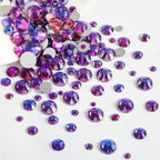 Rhinestones for Makeup,8 sizes 2500pcs Flatback Rhinestones Face Gems for Nails Crafts with Tweezers and Wax Pencil- Purple Velvet