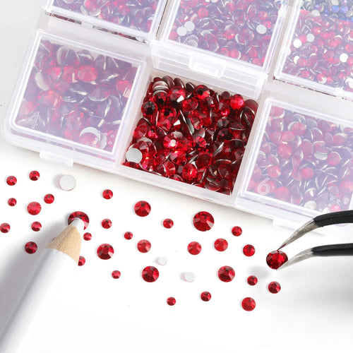 4300pcs Flatback Rhinestones, Nail Gems Round Crystal Rhinestones for Crafts,Mixed 6 Sizes with Picking Tweezers and Wax Pencil Kit-Siam