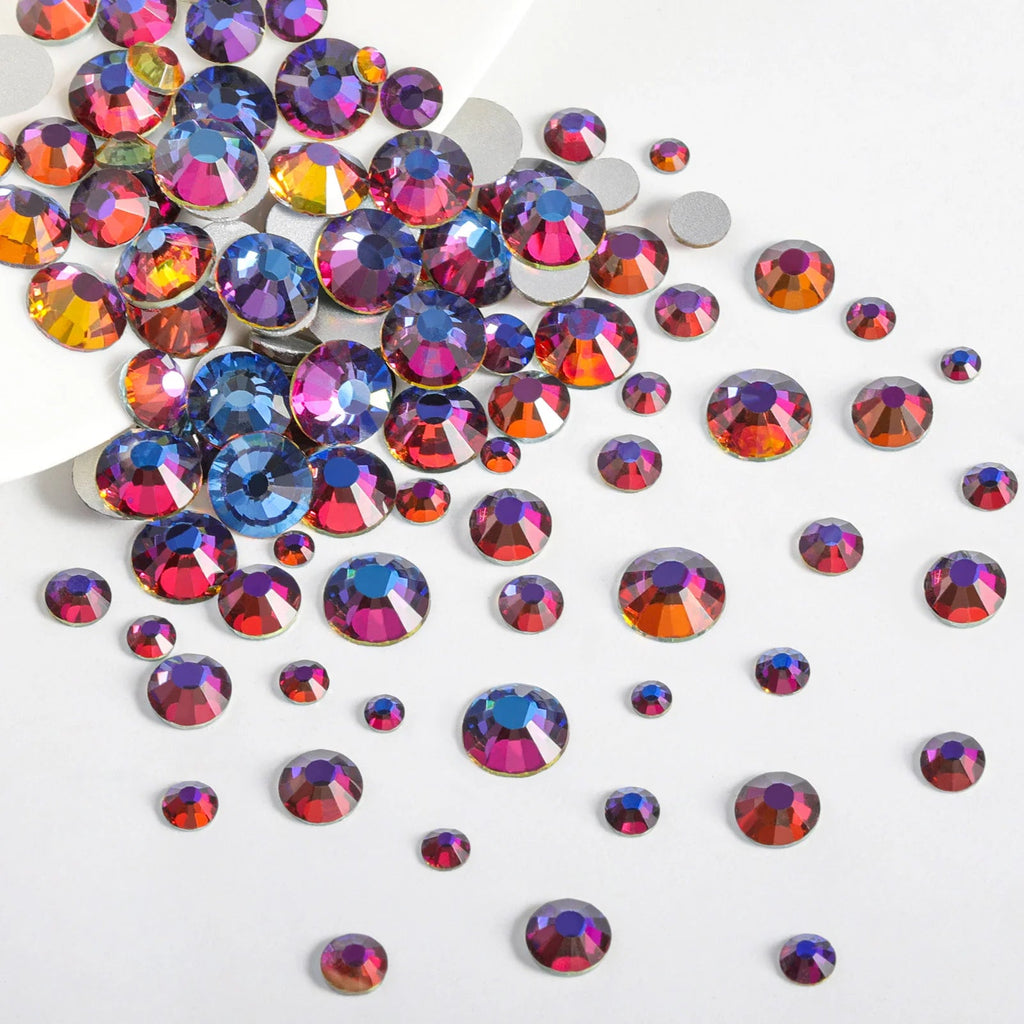 Rhinestones for Makeup,8 sizes 2500pcs Flatback Rhinestones Face Gems for Nails Crafts with Tweezers and Wax Pencil- Blue Volcano