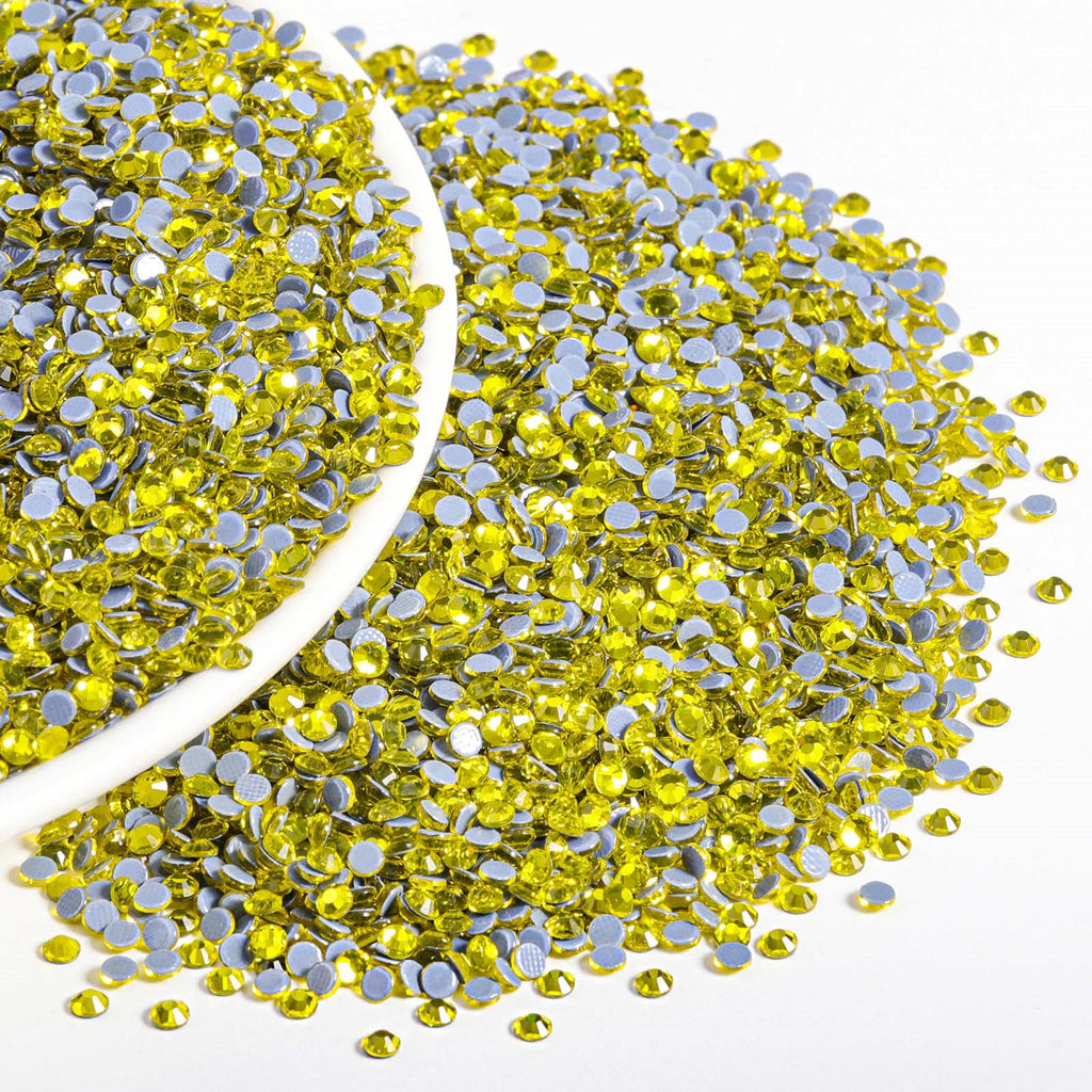 Hotfix Rhinestones Bulk, Hot Fix Rhinestones for Crafts Clothes DIY Decoration, Lemon Yellow