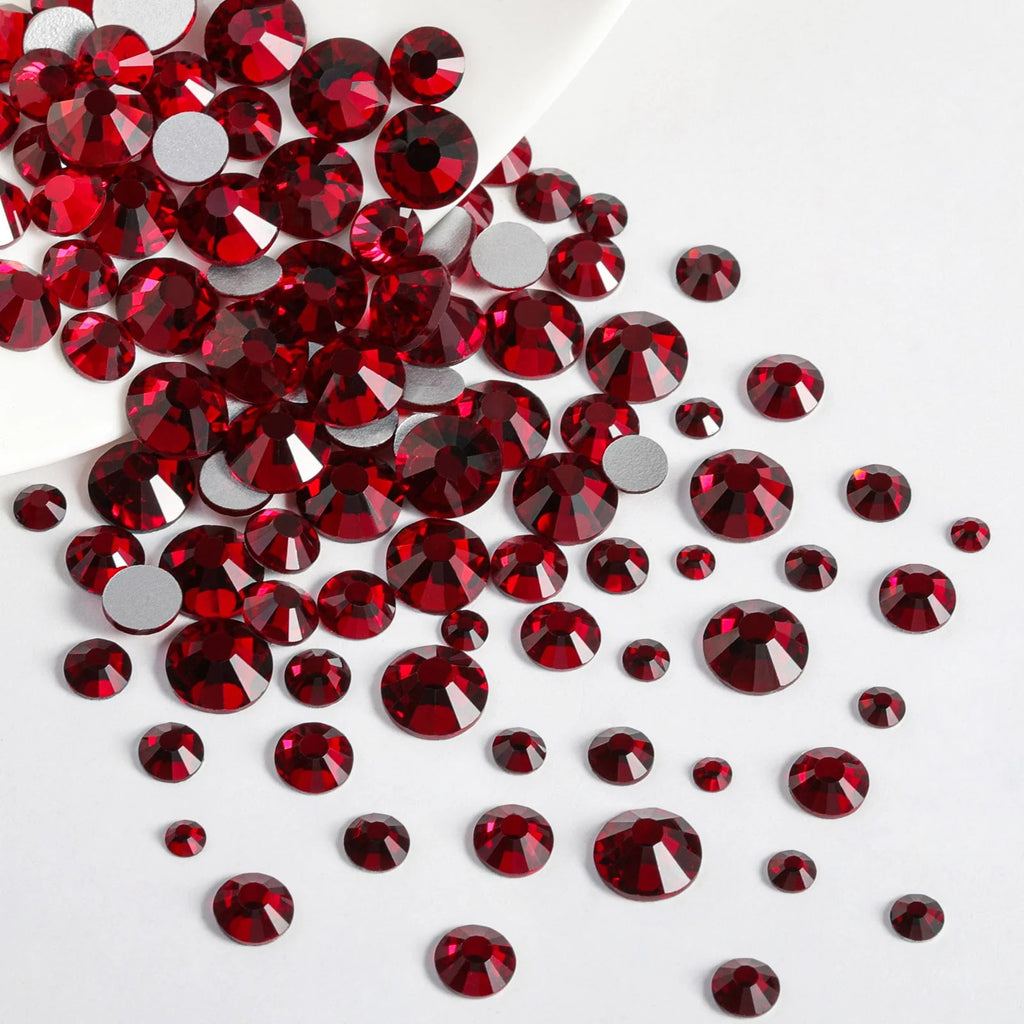 Rhinestones for Makeup,8 sizes 2500pcs Flatback Rhinestones Face Gems for Nails Crafts with Tweezers and Wax Pencil- Dark Siam