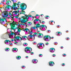 Rhinestones for Makeup,8 sizes 2500pcs Flatback Rhinestones Face Gems for Nails Crafts with Tweezers and Wax Pencil- Green Volcano