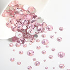 Rhinestones for Makeup,8 sizes 2500pcs Flatback Rhinestones Face Gems for Nails Crafts with Tweezers and Wax Pencil- Light Pink