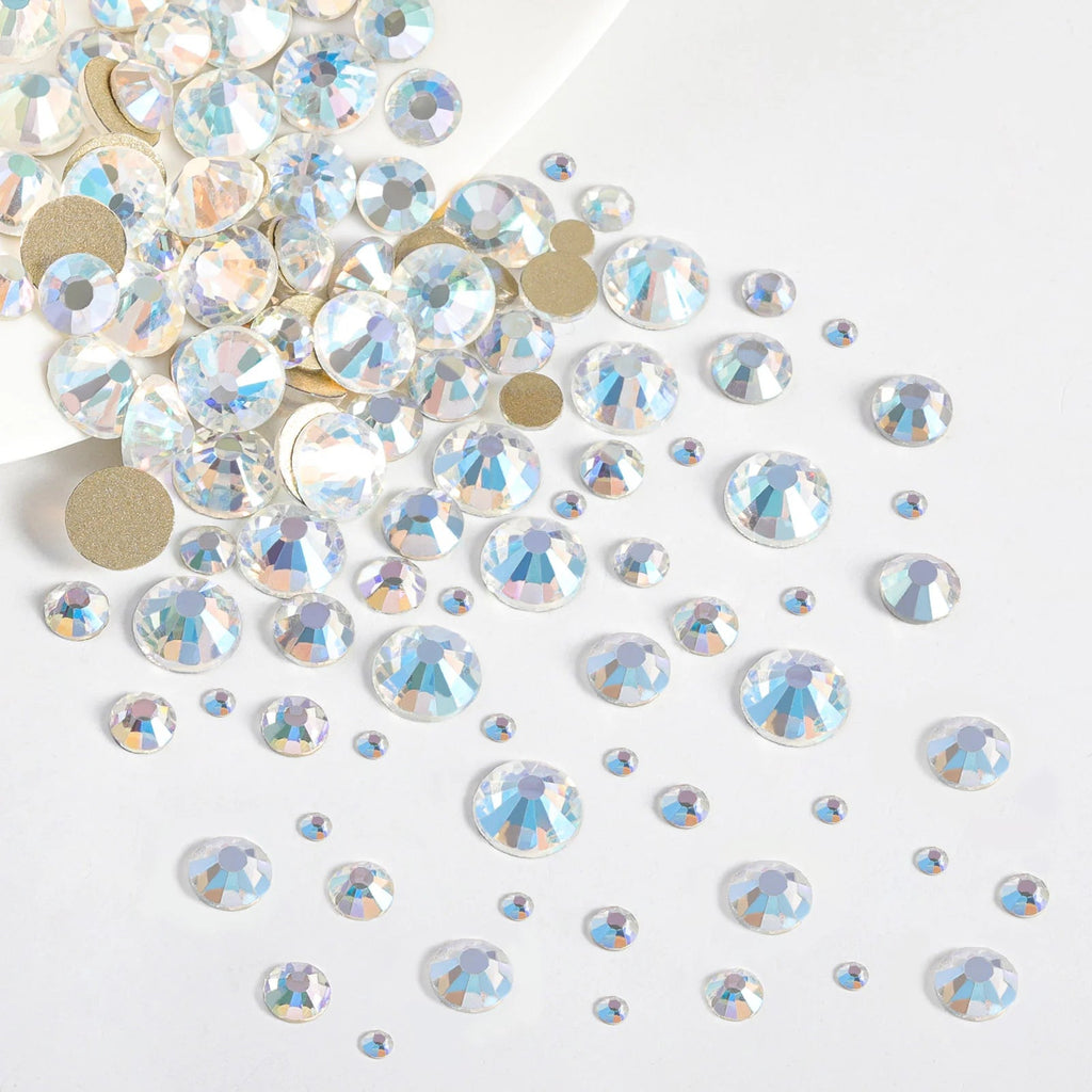 Rhinestones for Makeup,8 sizes 2500pcs Flatback Rhinestones Face Gems for Nails Crafts with Tweezers and Wax Pencil- Blue Moonlight