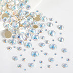 Rhinestones for Makeup,8 sizes 2500pcs Flatback Rhinestones Face Gems for Nails Crafts with Tweezers and Wax Pencil- Blue Moonlight