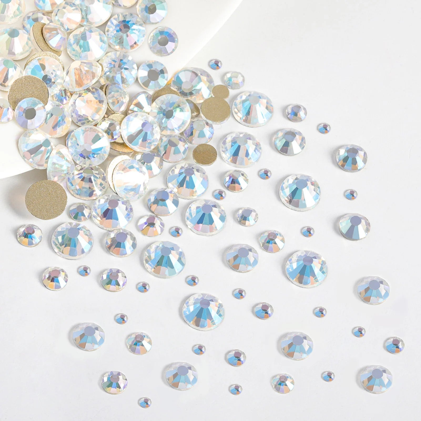Rhinestones for Makeup,8 sizes 2500pcs Flatback Rhinestones Face Gems for Nails Crafts with Tweezers and Wax Pencil- Blue Moonlight