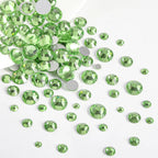 Rhinestones for Makeup,8 sizes 2500pcs Flatback Rhinestones Face Gems for Nails Crafts with Tweezers and Wax Pencil- Light Green