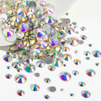 Rhinestones for Makeup,8 sizes 2500pcs Flatback Rhinestones Face Gems for Nails Crafts with Tweezers and Wax Pencil- Crystal AB
