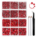 8300PCS Flatback Rhinestones, Nail Gems Round Crystal Rhinestones for Crafts, Mixed 10 Sizes with Wax Pencil and Tweezer Kit, SS3-SS30-Light Siam