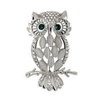 Women’s Korean Owl Brooch with Cat’s Eye Stone - Dual Gold/Silver Tone Cartoon Animal Pin for Jackets & Bags