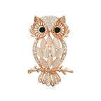 Women’s Korean Owl Brooch with Cat’s Eye Stone - Dual Gold/Silver Tone Cartoon Animal Pin for Jackets & Bags