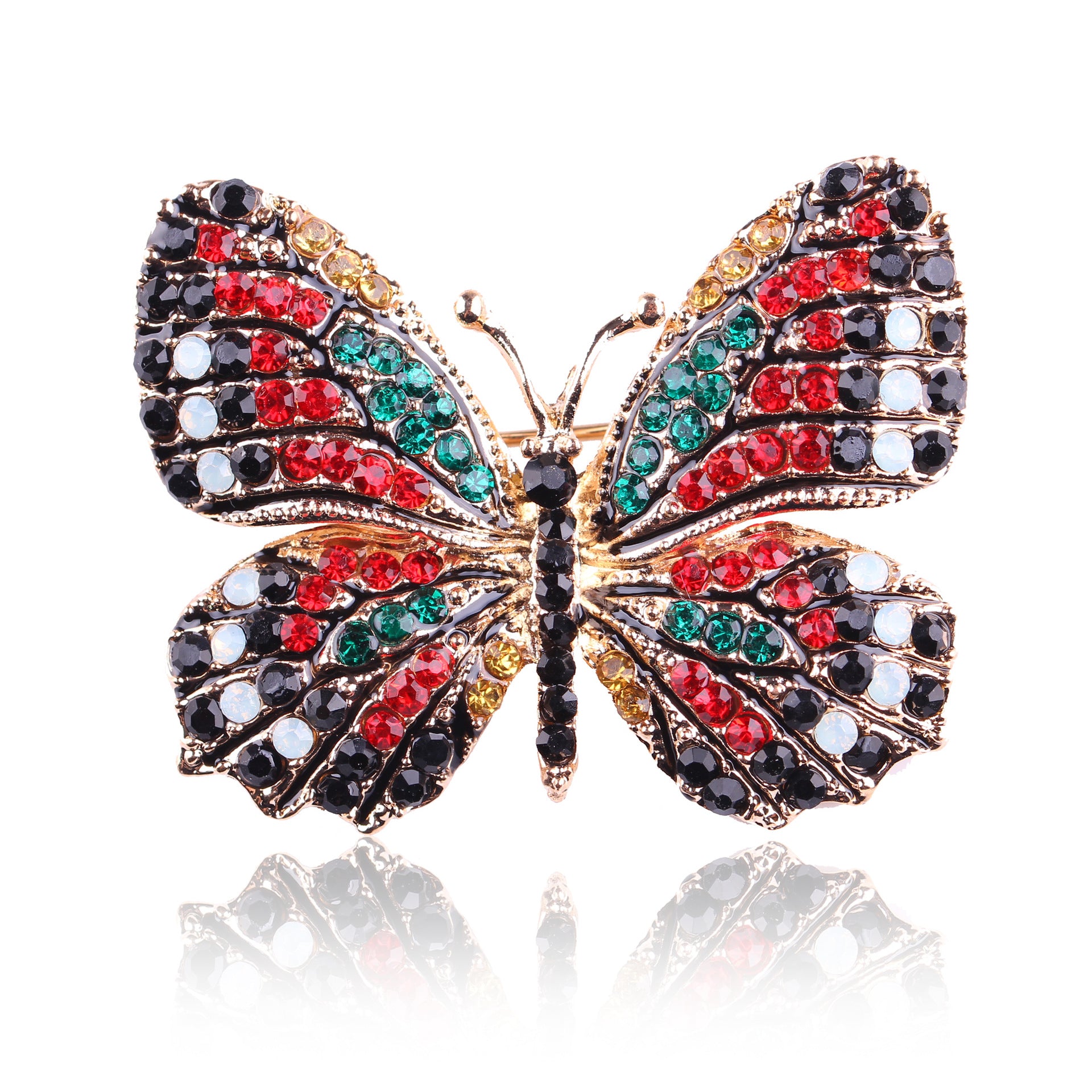 Korean Style Eco-Friendly Alloy Rainbow Rhinestone Butterfly Brooch Pin - Women's Fashion Animal Lapel Accessory