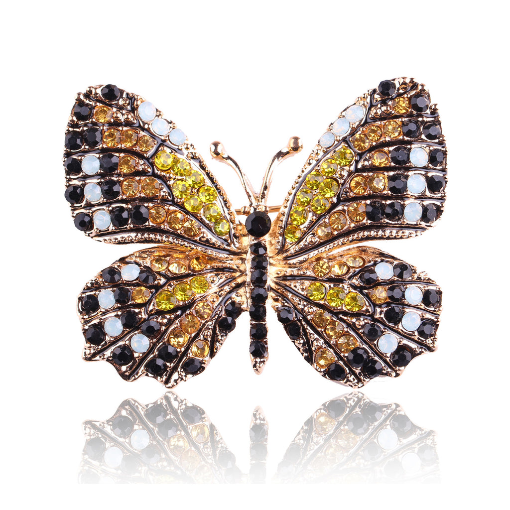 Korean Style Eco-Friendly Alloy Rainbow Rhinestone Butterfly Brooch Pin - Women's Fashion Animal Lapel Accessory