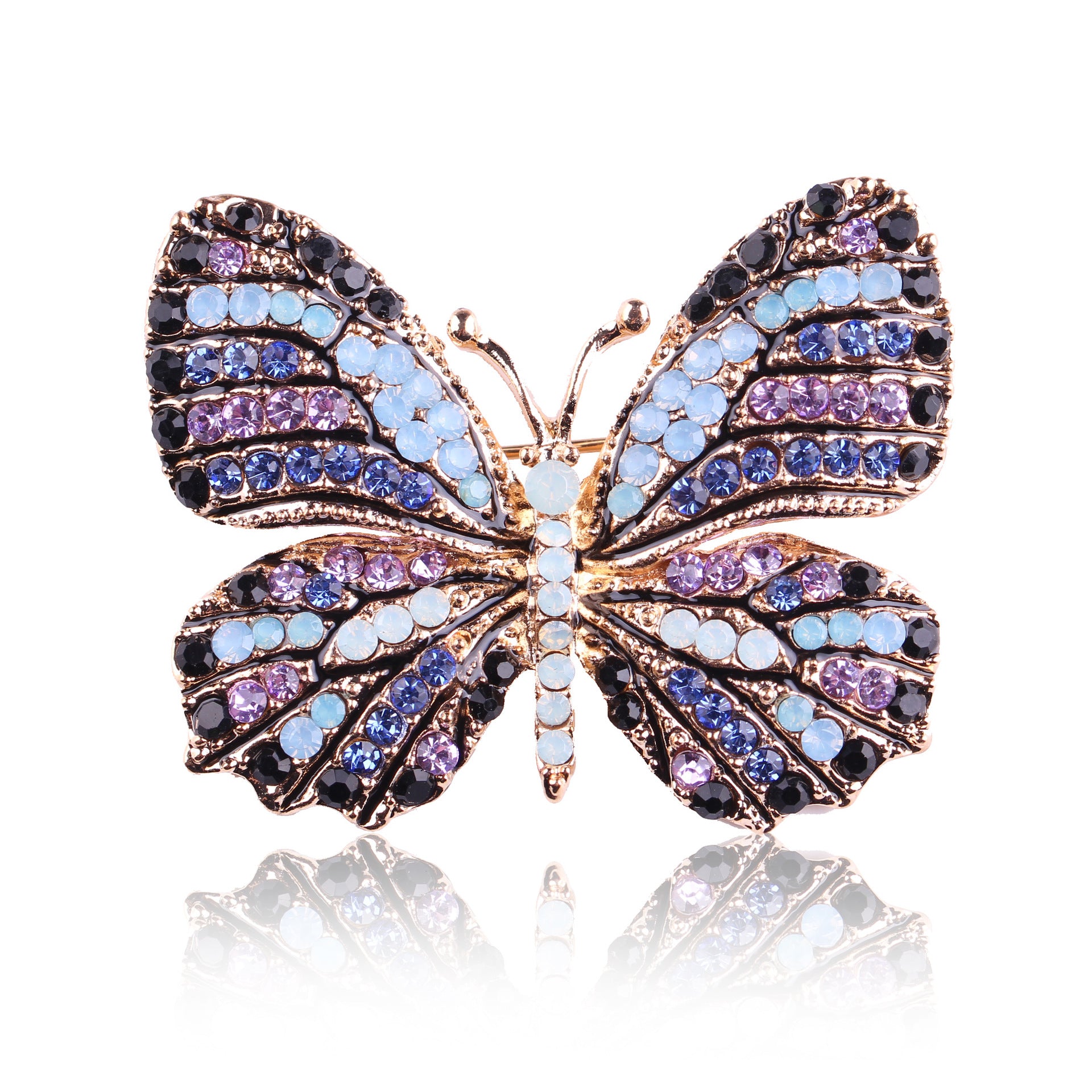 Korean Style Eco-Friendly Alloy Rainbow Rhinestone Butterfly Brooch Pin - Women's Fashion Animal Lapel Accessory