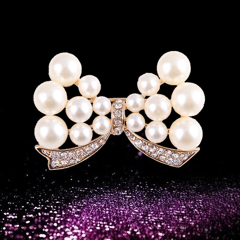 Korea style full pearl swan rhinestone flower brooch pin -women's fashion accessories