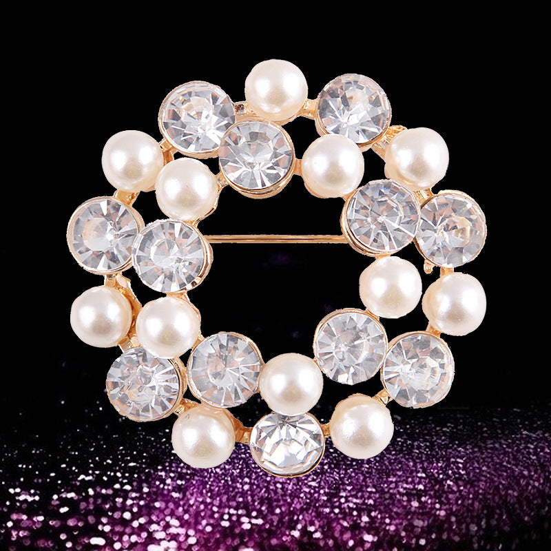 Korea style full pearl swan rhinestone flower brooch pin -women's fashion accessories