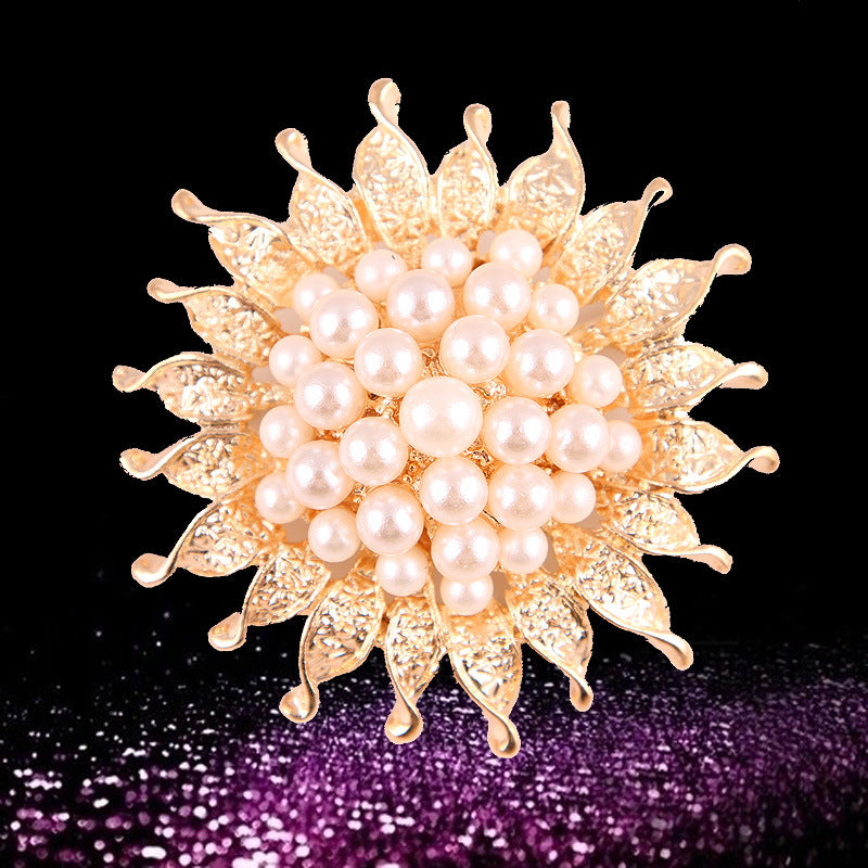 Korea style full pearl swan rhinestone flower brooch pin -women's fashion accessories