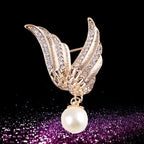 Korea style full pearl swan rhinestone flower brooch pin -women's fashion accessories