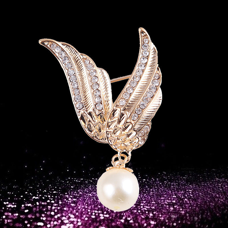 Korea style full pearl swan rhinestone flower brooch pin -women's fashion accessories