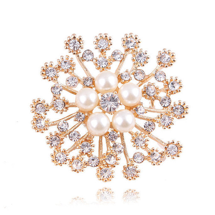 Korea style full pearl swan rhinestone flower brooch pin -women's fashion accessories