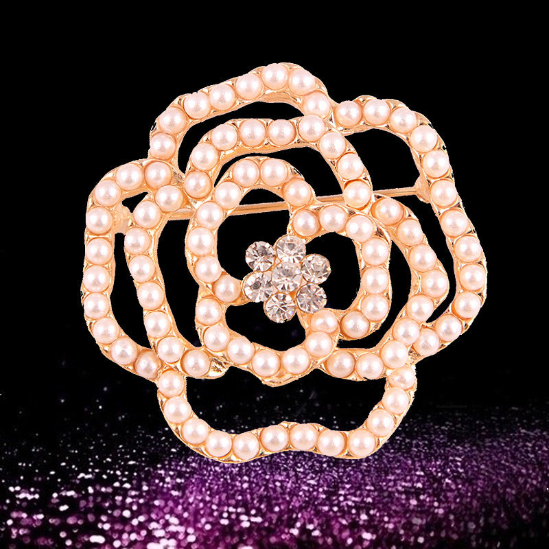 Korea style full pearl swan rhinestone flower brooch pin -women's fashion accessories