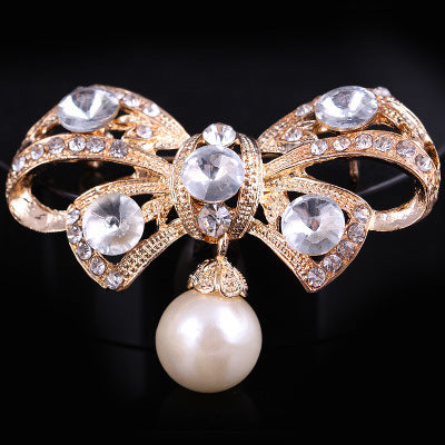 Korea style full pearl swan rhinestone flower brooch pin -women's fashion accessories