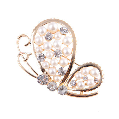 Korea style full pearl swan rhinestone flower brooch pin -women's fashion accessories