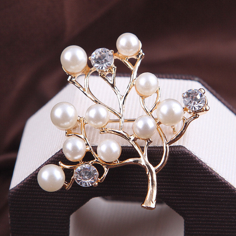 Korea style full pearl swan rhinestone flower brooch pin -women's fashion accessories