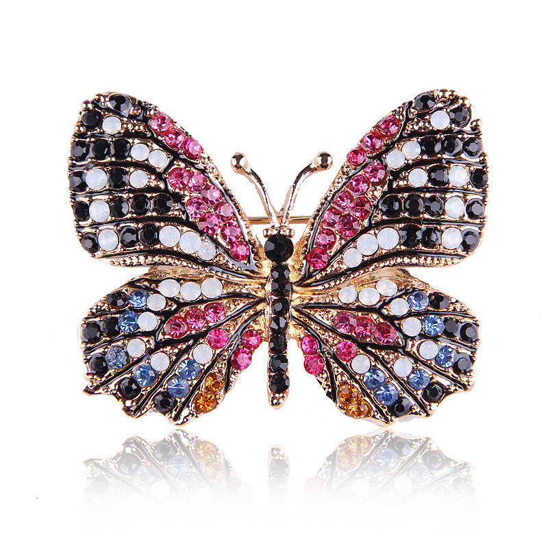 Korean Style Eco-Friendly Alloy Rainbow Rhinestone Butterfly Brooch Pin - Women's Fashion Animal Lapel Accessory