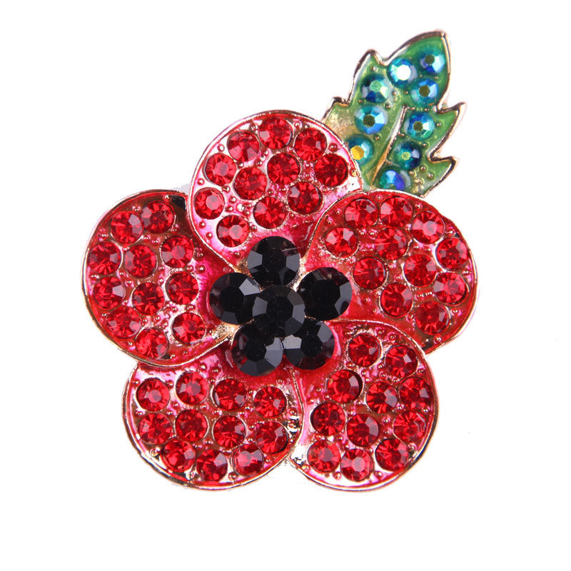 Fashionable Hand-Painted Bright Red Eco-Friendly Alloy Rhinestone Poppy Flower Brooch Pin Corsage for Women's Unique Accessories