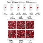 4300pcs Flatback Rhinestones, Nail Gems Round Crystal Rhinestones for Crafts,Mixed 6 Sizes with Picking Tweezers and Wax Pencil Kit-Siam