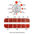 Rhinestones for Makeup,8 sizes 2500pcs Flatback Rhinestones Face Gems for Nails Crafts with Tweezers and Wax Pencil- Orange