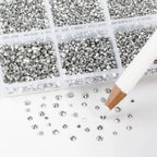 7200pcs Flatback Rhinestones,Nail Gems Round Crystal Rhinestones for Crafts,Mixed 6 Sizes with Wax Pencil Kit, SS3-SS10- Silver Hematite