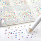 7200pcs Flatback Rhinestones,Nail Gems Round Crystal Rhinestones for Crafts,Mixed 6 Sizes with Wax Pencil Kit, SS3-SS10-Transparent