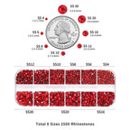 Rhinestones for Makeup,8 sizes 2500pcs Flatback Rhinestones Face Gems for Nails Crafts with Tweezers and Wax Pencil- Siam