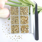 4300pcs Flatback Rhinestones, Nail Gems Round Crystal Rhinestones for Crafts,Mixed 6 Sizes with Picking Tweezers and Wax Pencil Kit-Metalsunlight