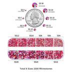 Rhinestones for Makeup,8 sizes 2500pcs Flatback Rhinestones Face Gems for Nails Crafts with Tweezers and Wax Pencil- Hyacinth AB