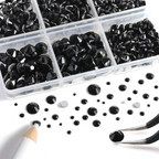 8300PCS Flatback Rhinestones, Nail Gems Round Crystal Rhinestones for Crafts, Mixed 10 Sizes with Wax Pencil and Tweezer Kit, SS3-SS30-Black